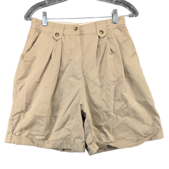 NOBO No Boundaries Womens Pleated Chino Shorts Tan Size 9/10 Pockets Cotton - Picture 1 of 11